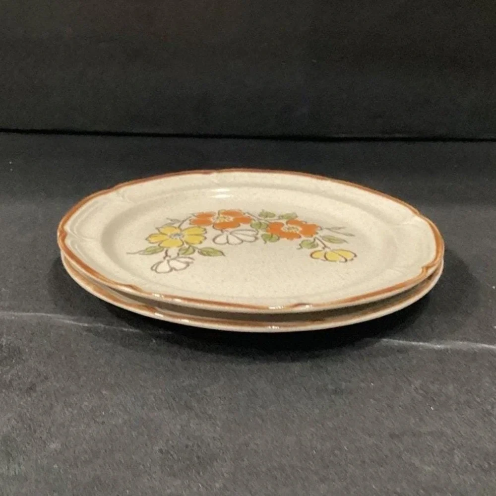 Hearthside Spring Garden Baroque Salad Plates, Set of 2 Vintage Floral Stoneware